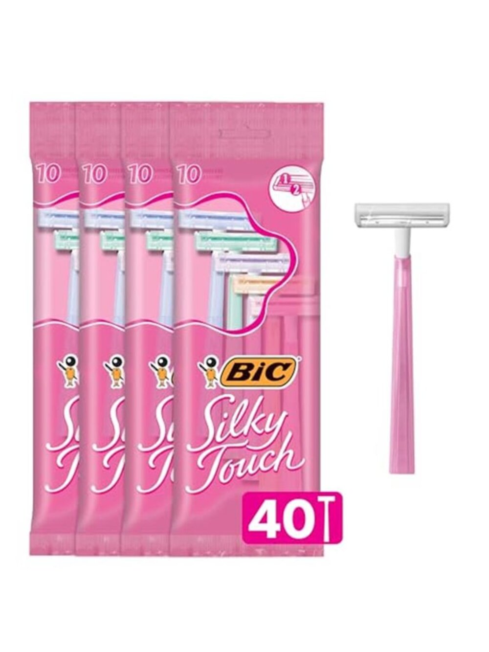 BIC Silky Touch Women's Disposable Razors, With 2 Blades, Pretty Pastel Razor